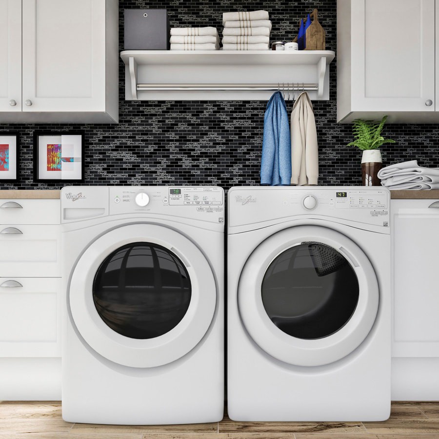 slide 4 of 6, GBI Tile & Stone Inc. Gemstone Black 12-in x 12-in Glossy Glass Subway Mosaic Wall Tile ( 0.99-sq ft Piece ), 1 ct