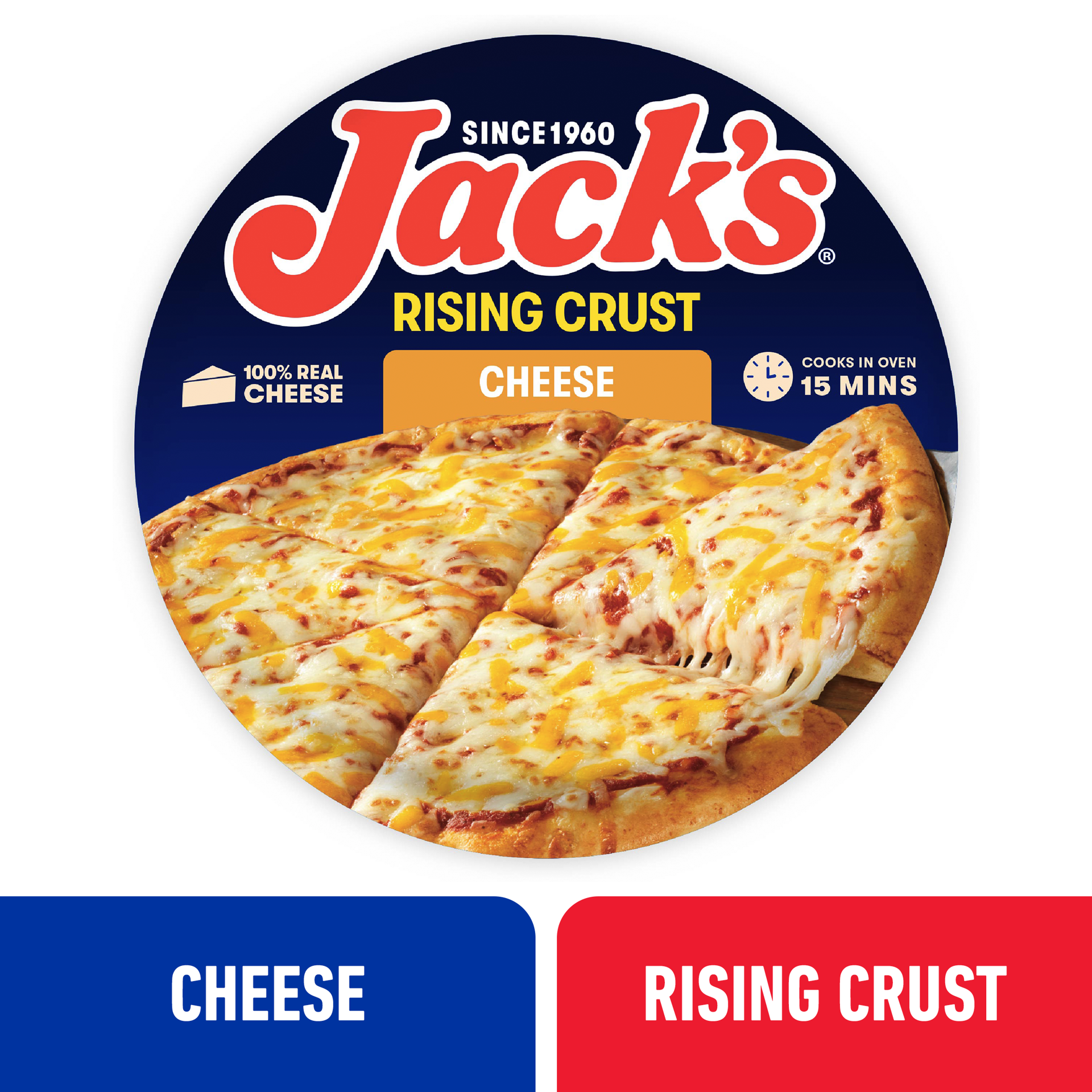 slide 1 of 3, Jack's Jack''s Rising Crust Cheese Pizza, Frozen Cheese Pizza, Rising Crust Pizza 11in, 25oz (Frozen), 25 oz