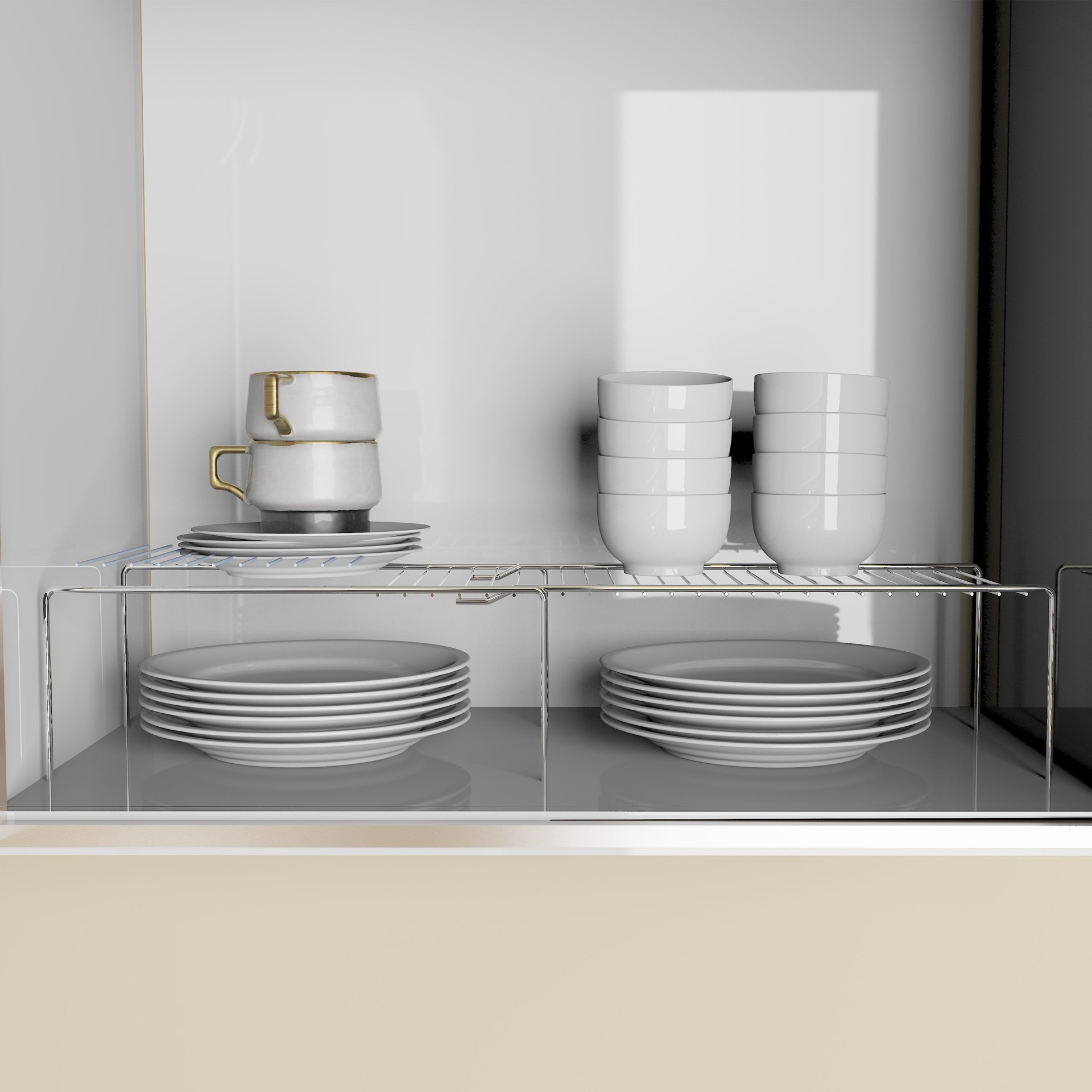 slide 2 of 6, Style Selections 20.25-in W x 5.71-in H x 8.66-in D 1 -Tier Freestanding Chrome Metal Plate rack, 1 ct