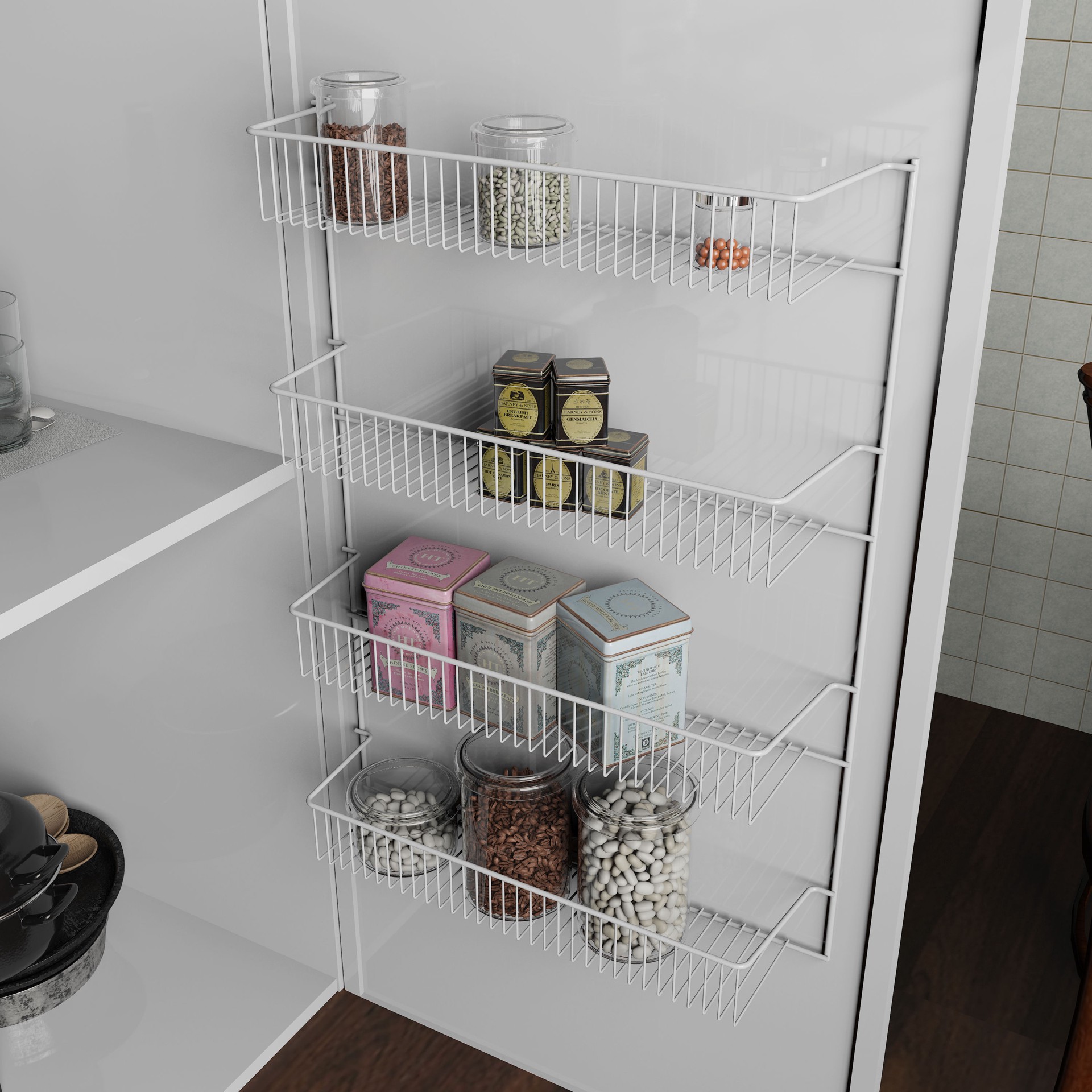 slide 3 of 6, Style Selections 18.7-in W x 25.79-in H x 4.92-in D 4 -Tier Cabinet-mount White Metal Door organizer, 1 ct