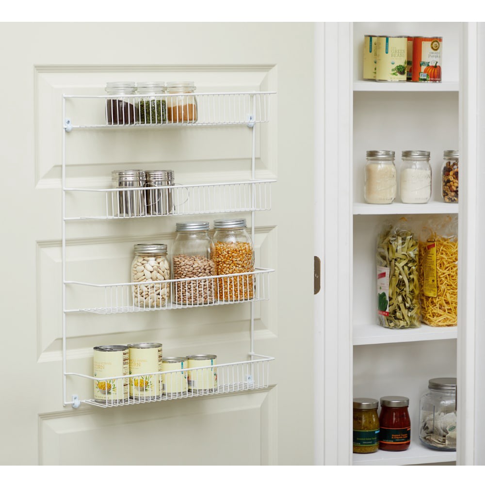 slide 6 of 6, Style Selections 18.7-in W x 25.79-in H x 4.92-in D 4 -Tier Cabinet-mount White Metal Door organizer, 1 ct