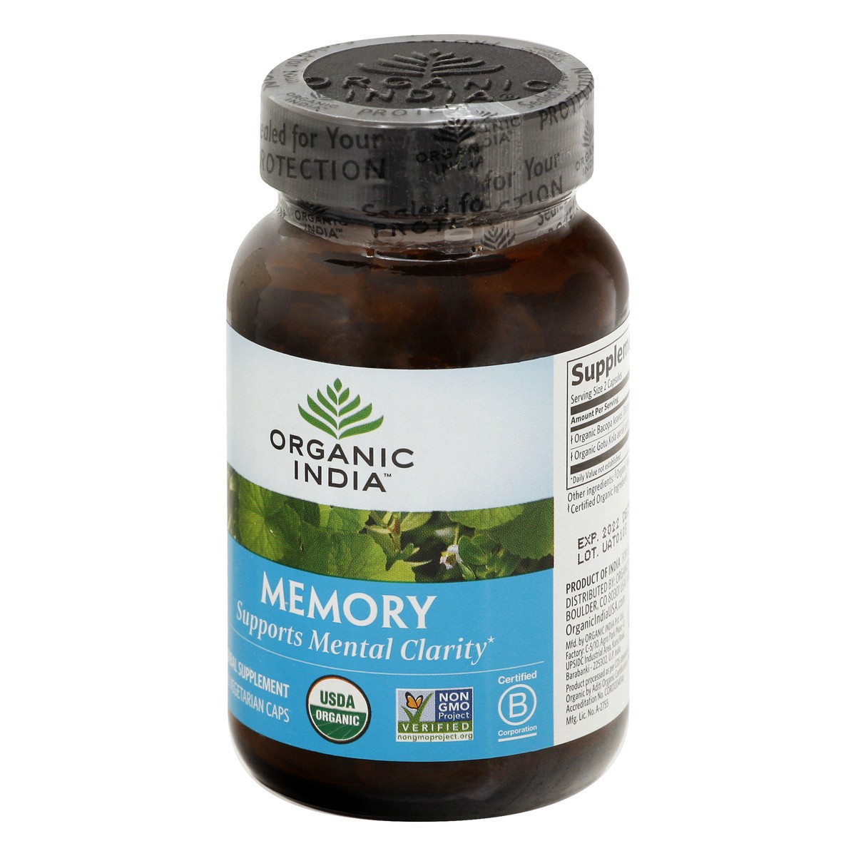 slide 3 of 9, Organic India Vegetarian Caps Memory Herbal Supplement 90 ea, 90 ct