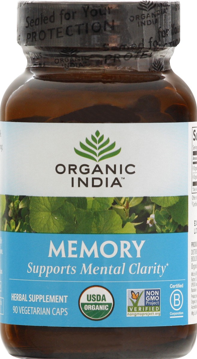 slide 6 of 9, Organic India Vegetarian Caps Memory Herbal Supplement 90 ea, 90 ct