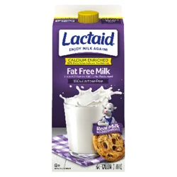 Lactaid Fat Free Milk, Calcium Enriched, 64 oz