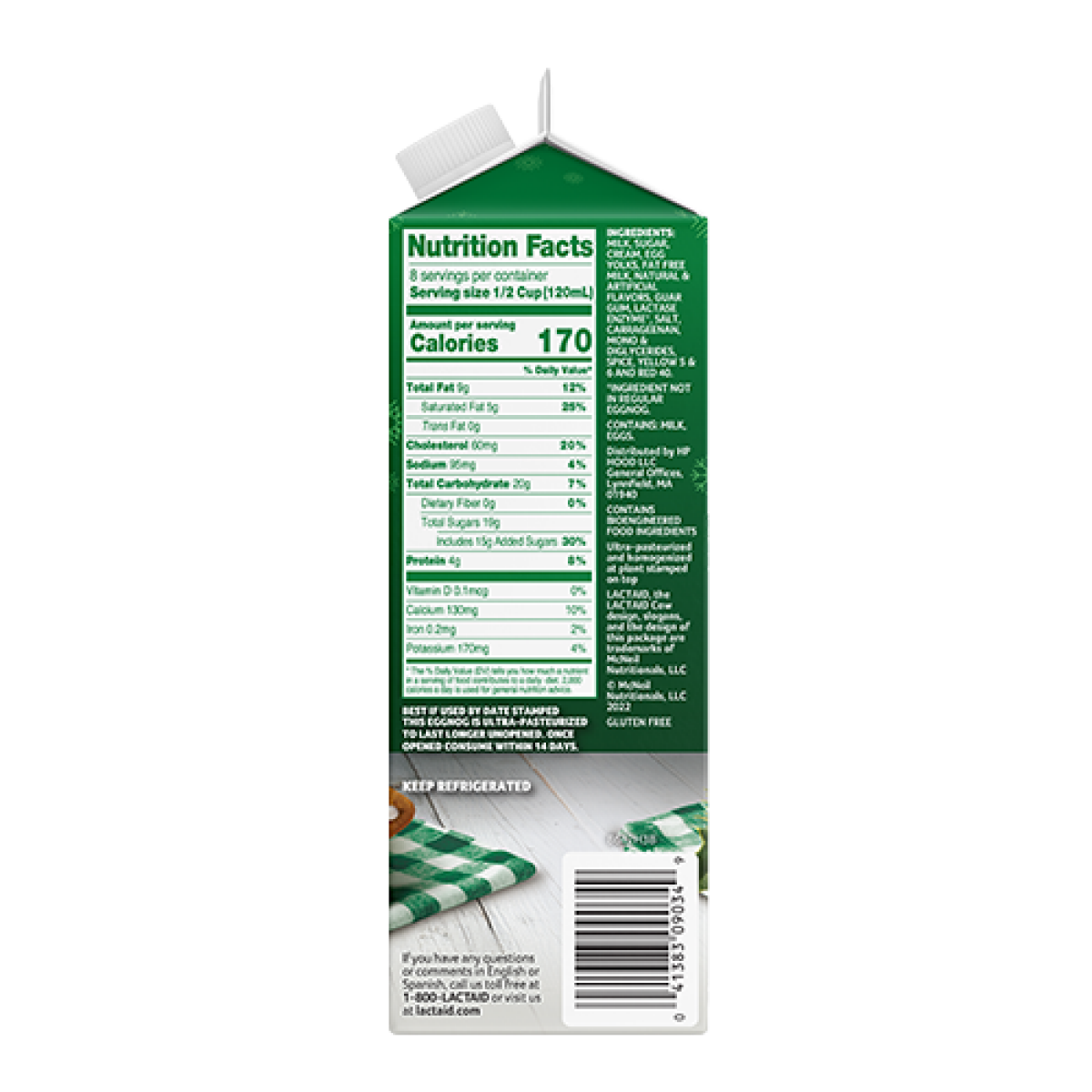 slide 5 of 5, Lactaid Eggnog, 32 oz, 1 qt