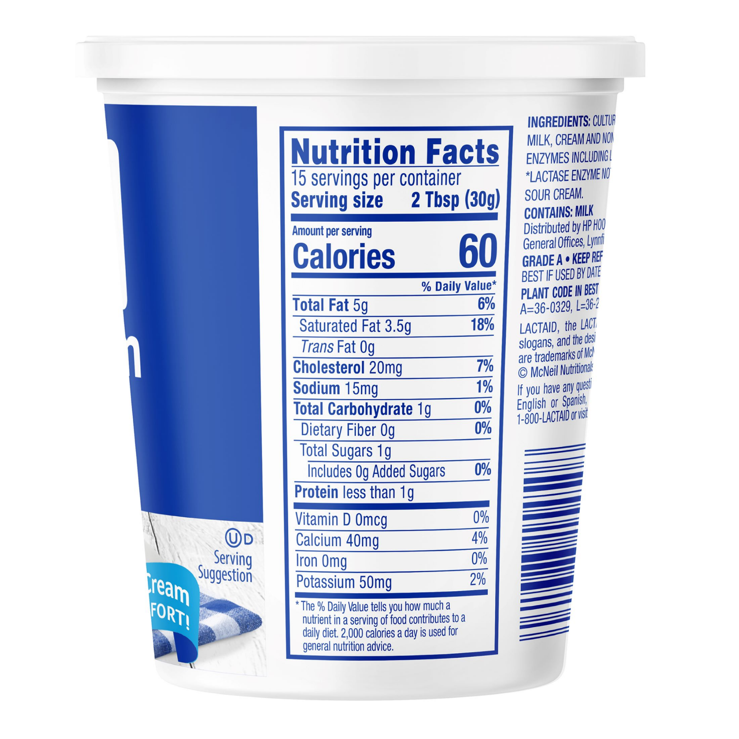 slide 2 of 2, Lactaid Sour Cream, 16 oz, 16 oz