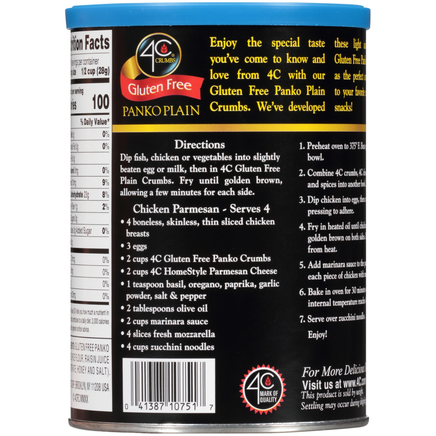 slide 3 of 4, 4C Gluten Free Panko Plain Crumbs 6 oz, 8 oz