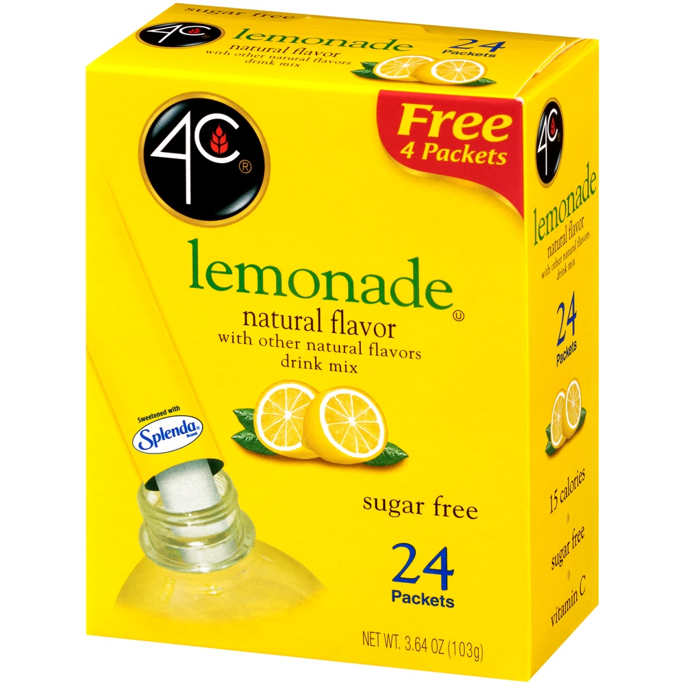 slide 3 of 8, 4C Sugar Free Lemonade Drink Mix 24 Packets, 24 ct