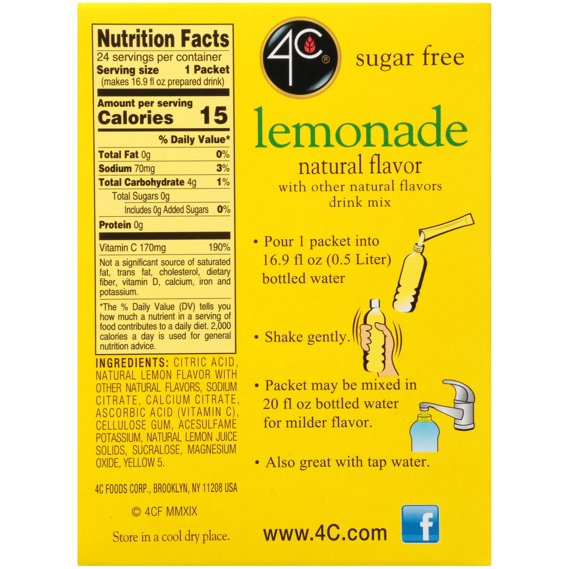 slide 6 of 8, 4C Sugar Free Lemonade Drink Mix 24 Packets, 24 ct