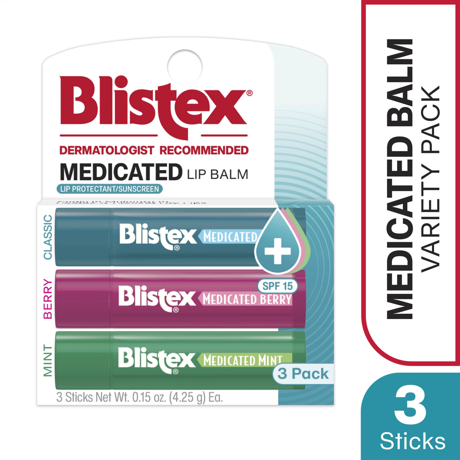 slide 1 of 5, Blistex Value Pack SPF 15 Medicated Mint/Berry/Classic Lip Balm 3.0 ea, 3 ct