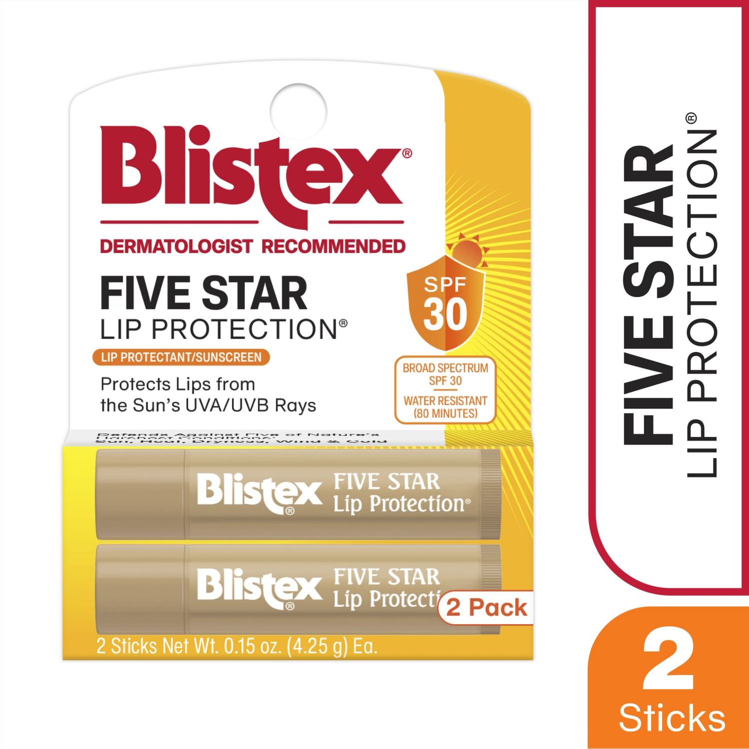 slide 1 of 5, Blistex Value Pack Broad Spectrum SPF 30 Five Star Lip Protection Lip Balm Value Pack 2 ea, 2 ct