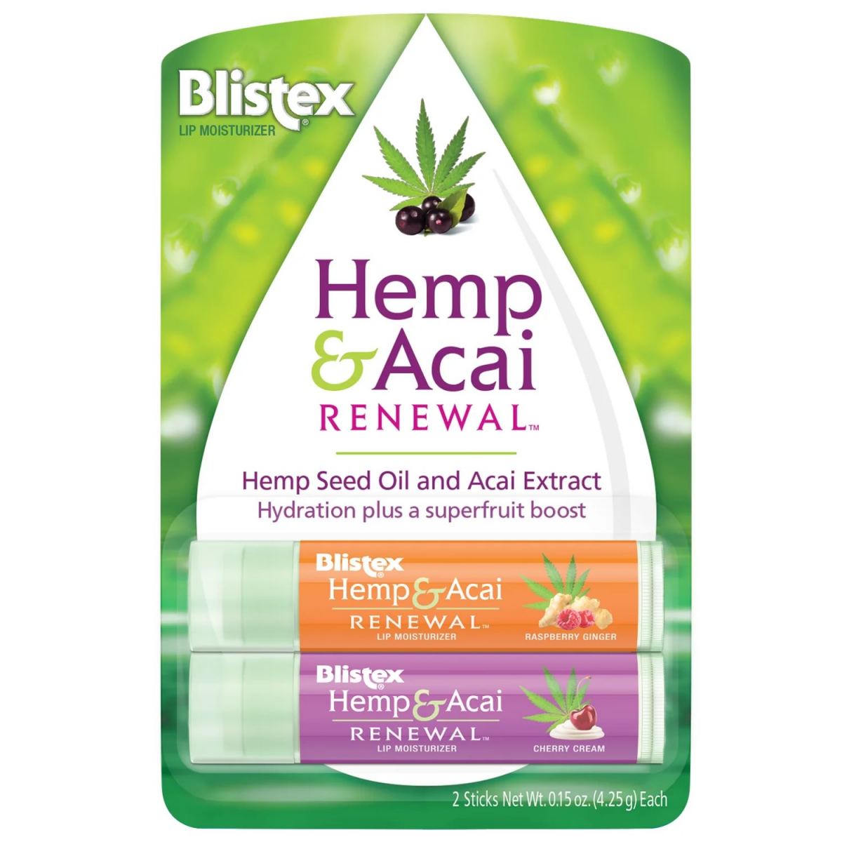slide 1 of 5, Blistex Hemp Acai Renewal, 2 ct