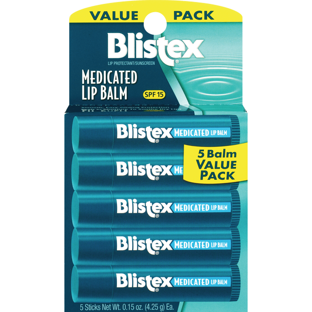 slide 1 of 1, Blstx Medicated Lip Balm 5Pk, 0.15 oz