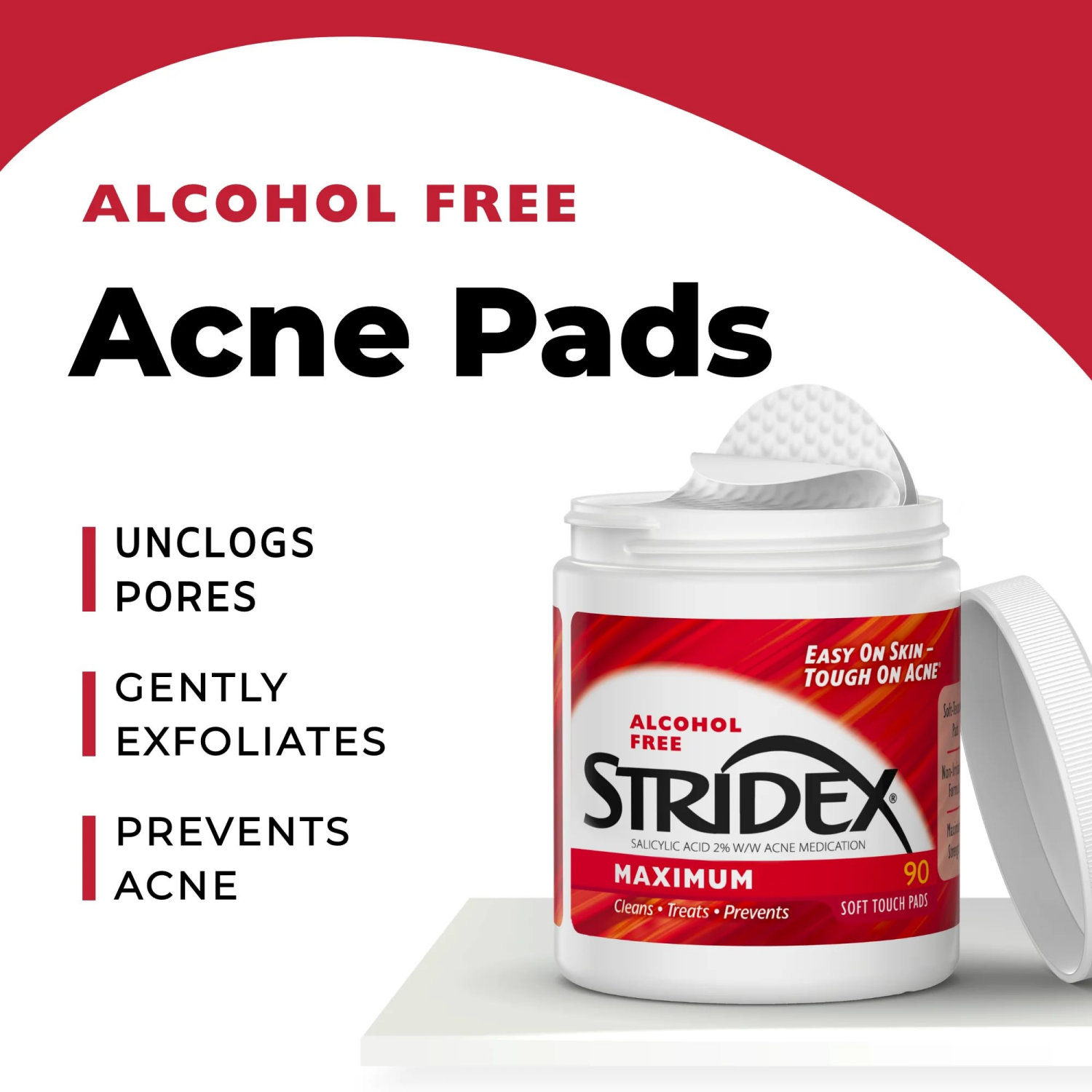 slide 2 of 5, Stridex Alcohol Free Maximum Acne Pads 90 Each, 90 ct