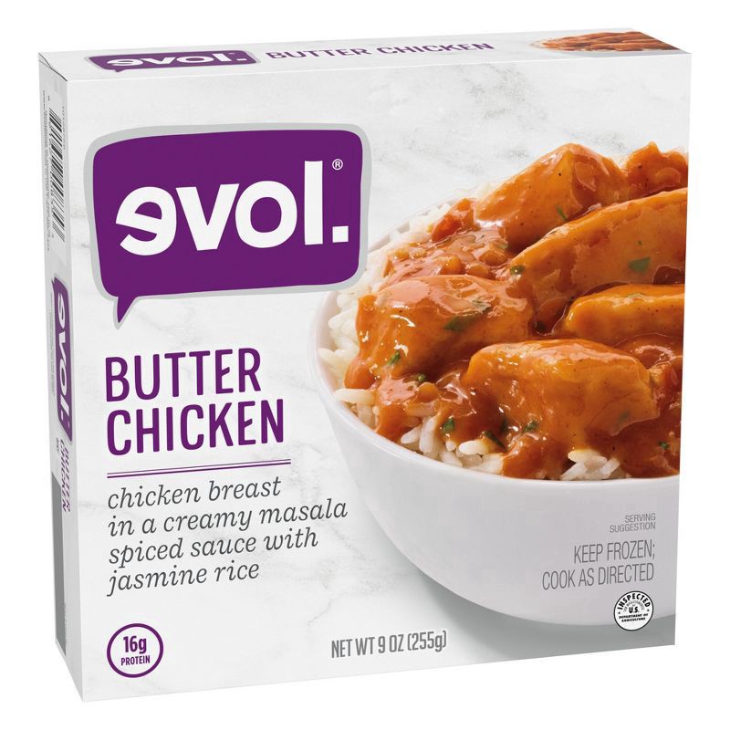 slide 5 of 7, EVOL Evol Butter Chicken, Frozen Meal, 9 oz., 9 oz