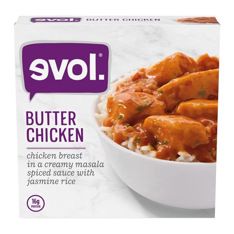 slide 1 of 7, EVOL Evol Butter Chicken, Frozen Meal, 9 oz., 9 oz