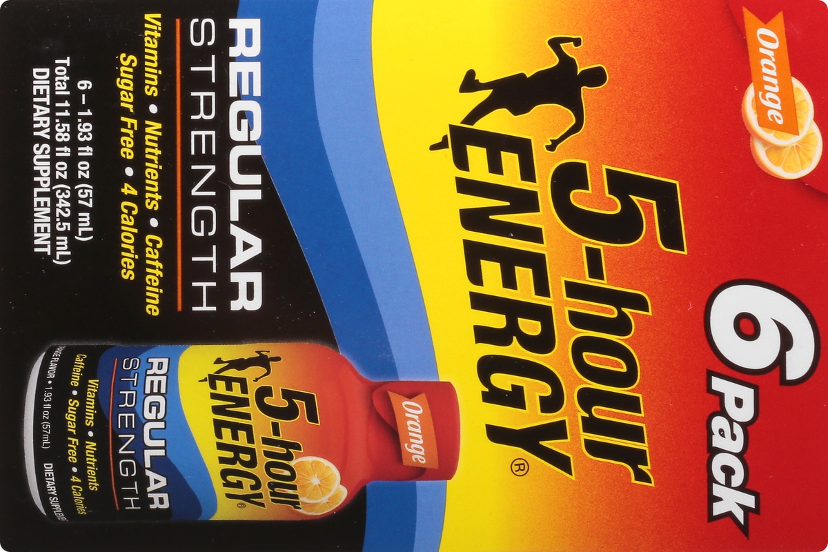 slide 5 of 9, 5-hour ENERGY Shot, Regular Strength, Orange, 6 ct