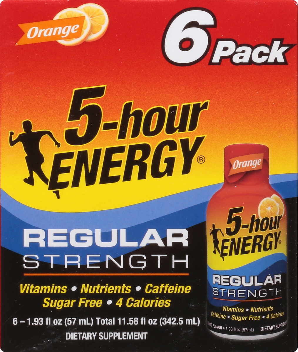 slide 6 of 9, 5-hour ENERGY Shot, Regular Strength, Orange, 6 ct