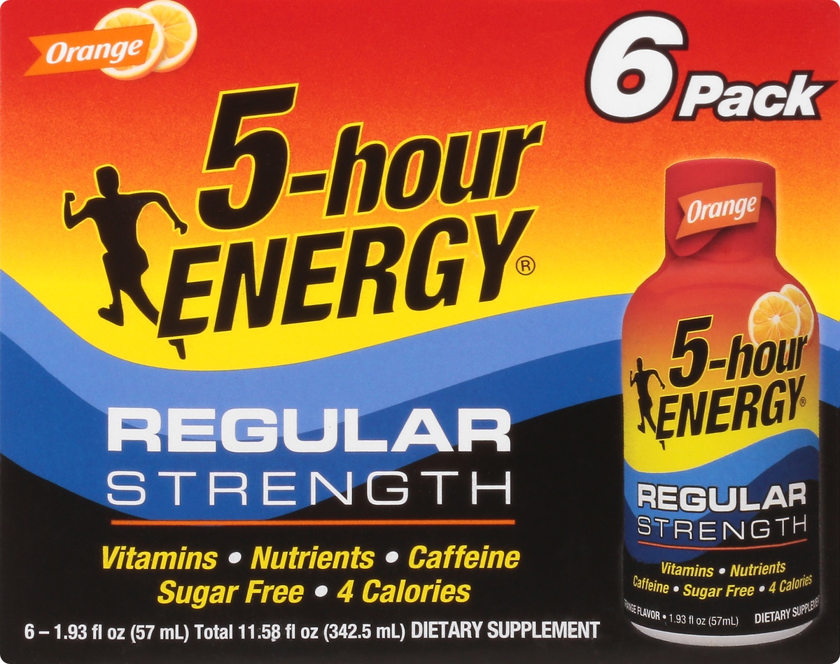 slide 8 of 9, 5-hour ENERGY Shot, Regular Strength, Orange, 6 ct