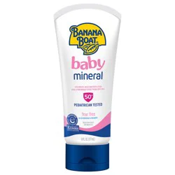 Banana Boat Baby 100% Mineral, Tear-Free, Reef Friendly, Broad Spectrum Sunscreen Lotion, SPF 50, 6oz.