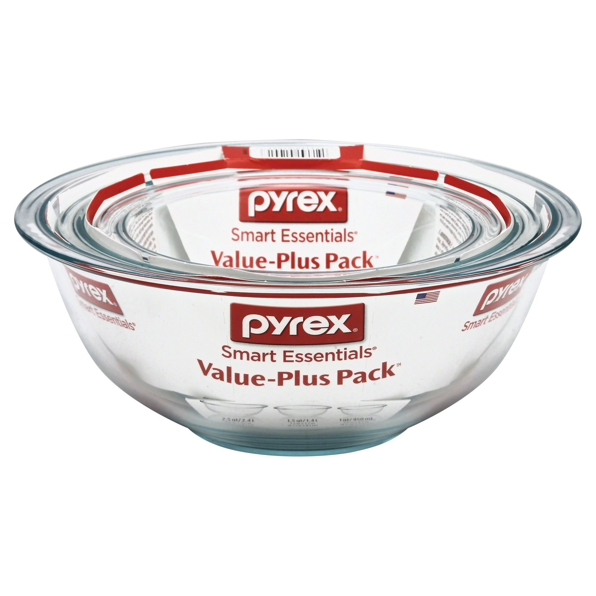 slide 1 of 1, Pyrex Mixing Bowl Set, 3 ct