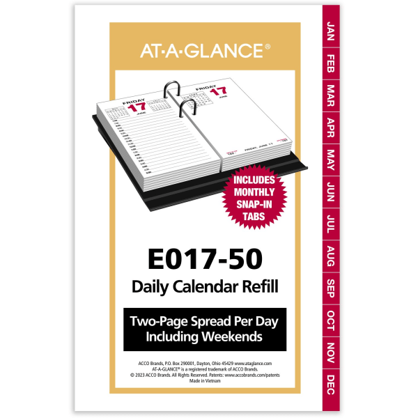 slide 7 of 7, AT-A-GLANCE® 2026 Daily Loose-Leaf Desk Calendar Refill With Weekends, Standard, 3 1/2"" x 6"", 1 ct