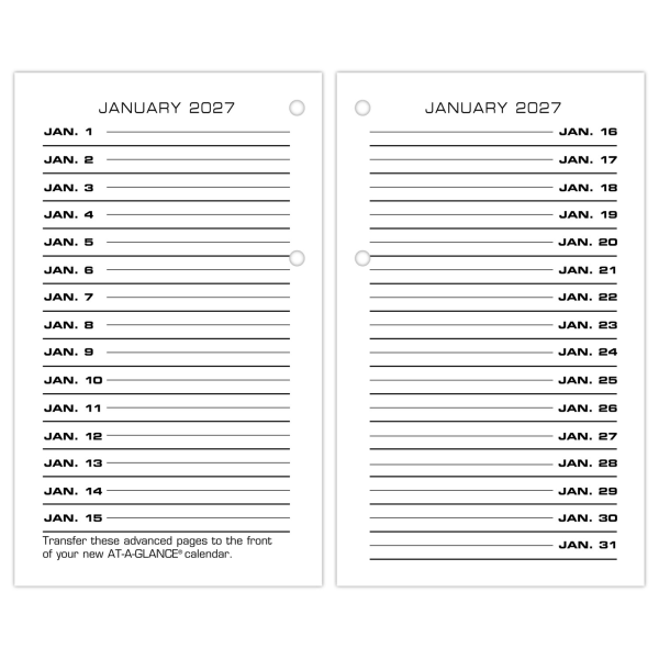 slide 3 of 7, AT-A-GLANCE® 2026 Daily Loose-Leaf Desk Calendar Refill With Weekends, Standard, 3 1/2"" x 6"", 1 ct