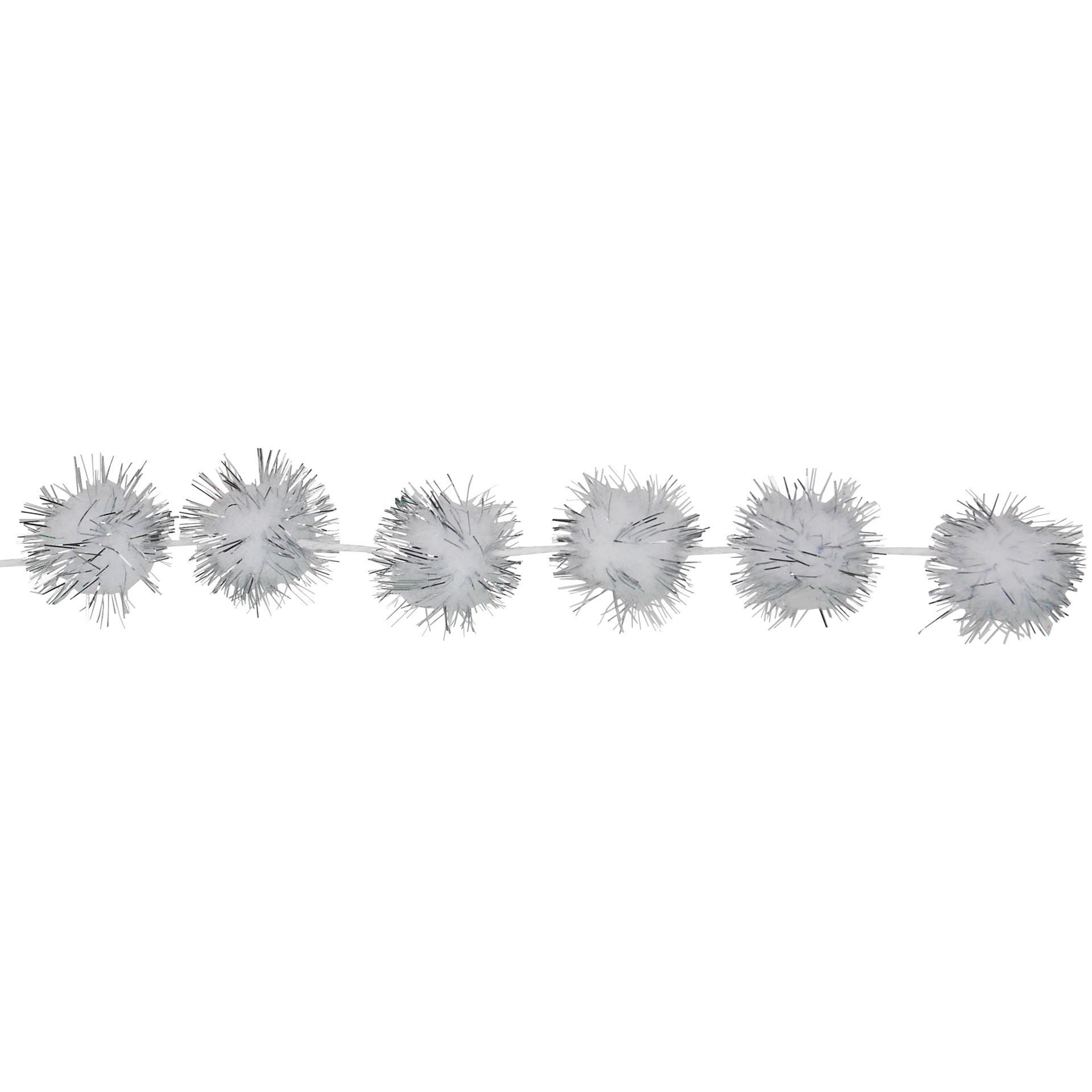 slide 3 of 3, 7/8" X 9ft. Silver & White Pom Pom Ribbon By Celebrate It, 7/8 in x 9 ft