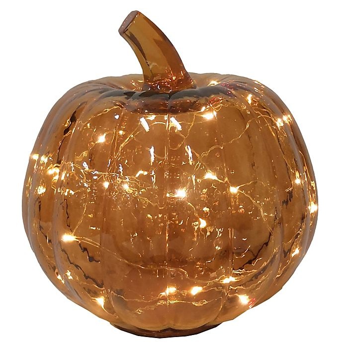 slide 1 of 1, Bee & Willow Home Bee & Willow Glass LED-Lit Pumpkin Decoration - Amber, 1 ct