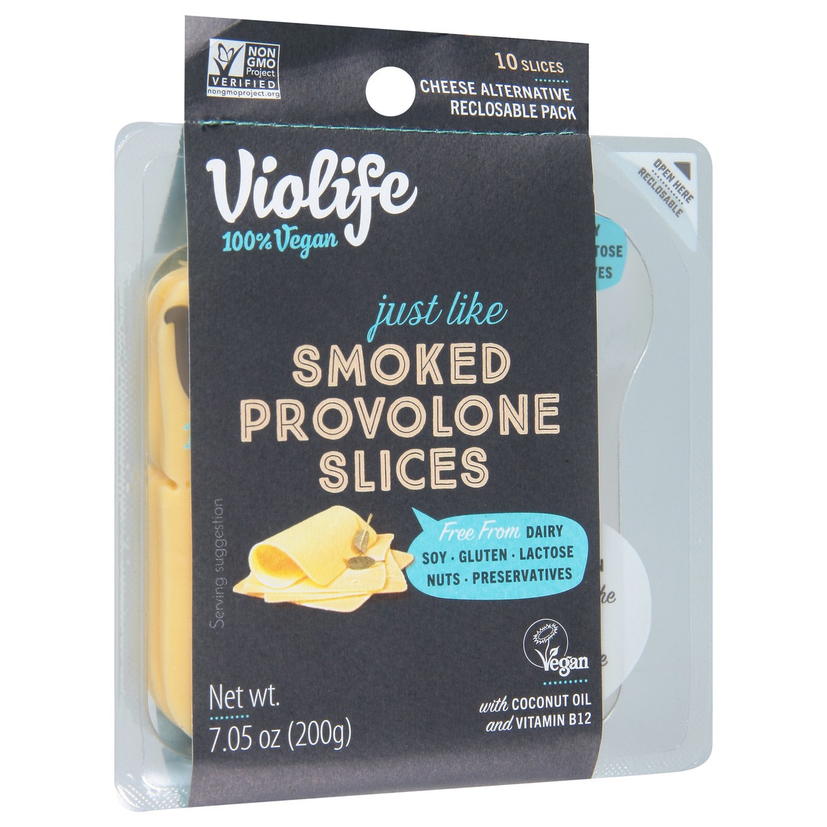 slide 8 of 9, Violife Just Like Smoked Provolone Slices, Dairy-Free Vegan 7.05 oz Pack, 7.05 oz