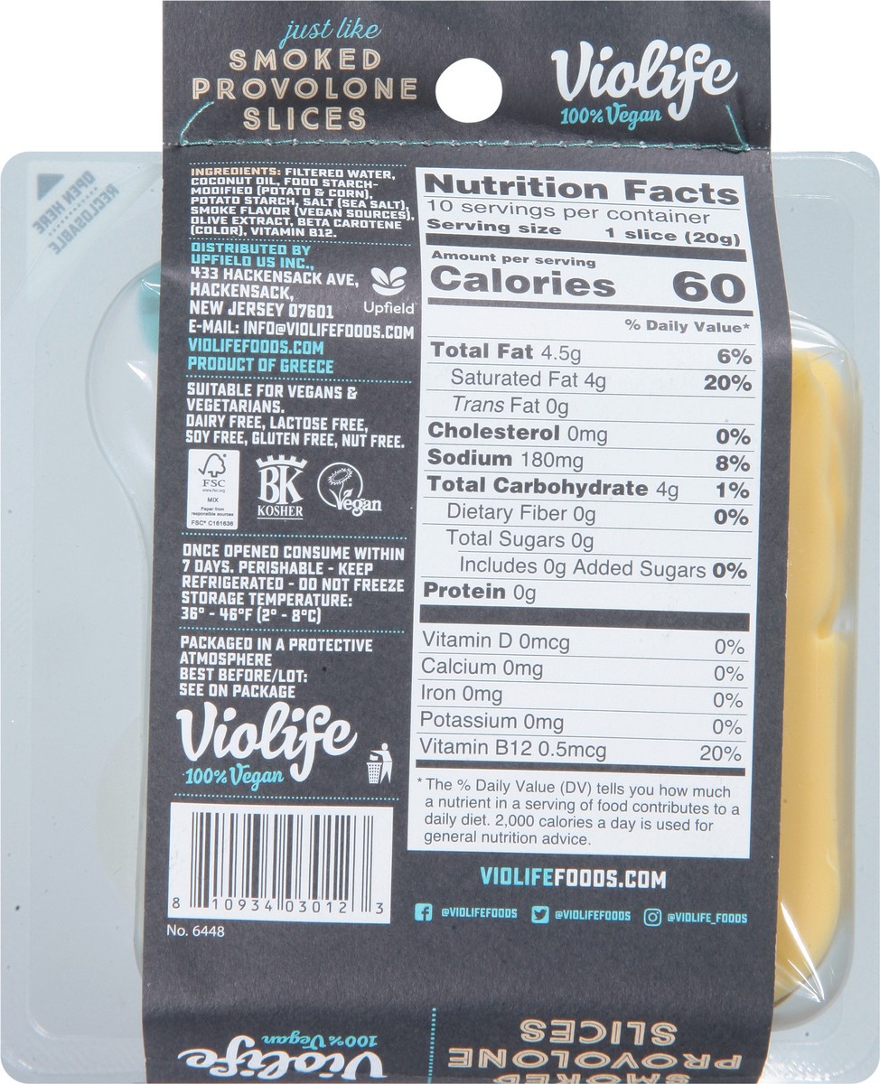 slide 5 of 9, Violife Just Like Smoked Provolone Slices, Dairy-Free Vegan 7.05 oz Pack, 7.05 oz
