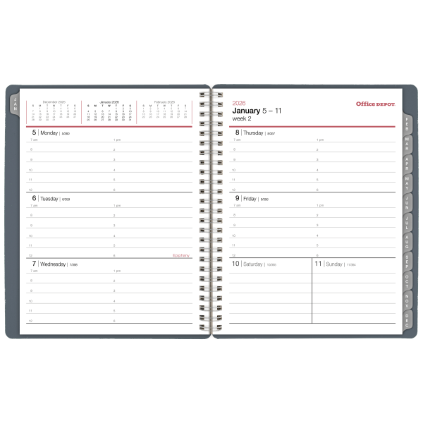 slide 2 of 6, Office Depot Brand Weekly Monthly Appointment Book Planner, 7"" x 9"", Silver, January 2026 to December 2026, OD71093026, 1 ct