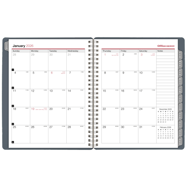 slide 3 of 6, Office Depot Brand Weekly Monthly Appointment Book Planner, 7"" x 9"", Silver, January 2026 to December 2026, OD71093026, 1 ct