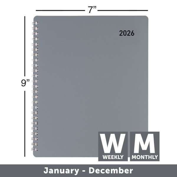 slide 4 of 6, Office Depot Brand Weekly Monthly Appointment Book Planner, 7"" x 9"", Silver, January 2026 to December 2026, OD71093026, 1 ct