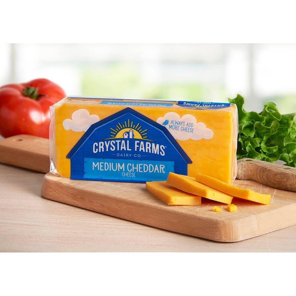 slide 2 of 3, Crystal Farms Medium Cheddar Cheese, 8 oz