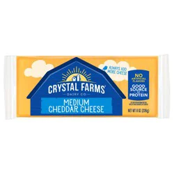 Crystal Farms Medium Cheddar Cheese Block, 8 oz