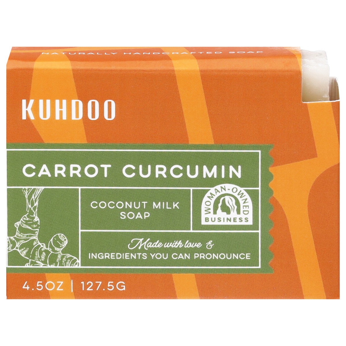 slide 4 of 4, Kuhdoo Coconut Milk Carrot Curcumin Soap 4.5 oz, 4.5 oz