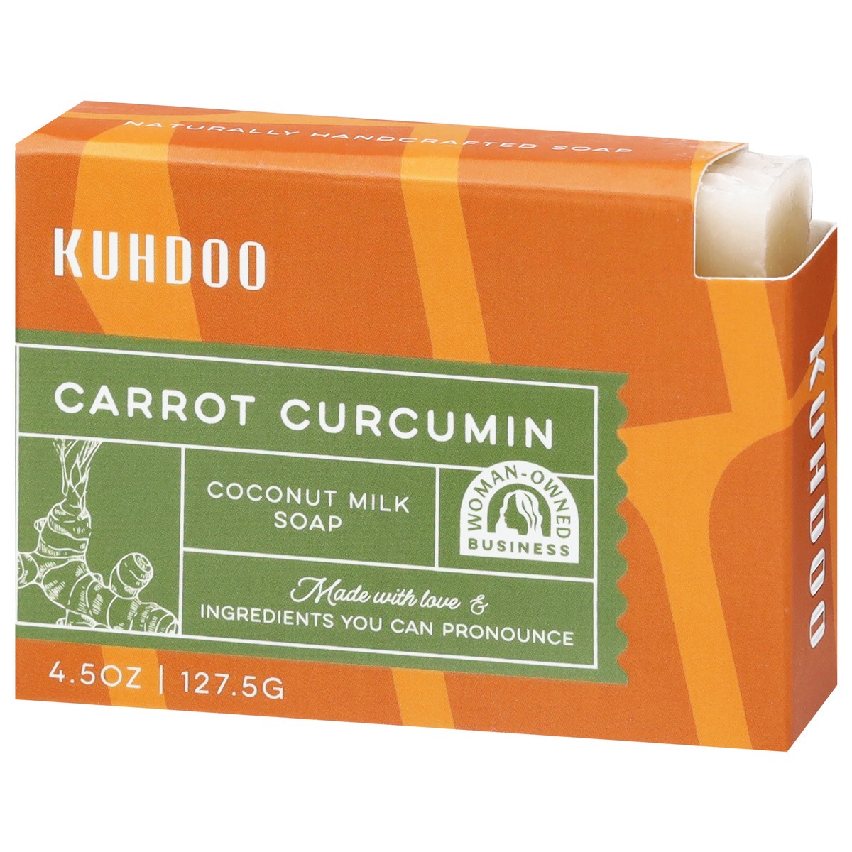 slide 2 of 4, Kuhdoo Coconut Milk Carrot Curcumin Soap 4.5 oz, 4.5 oz