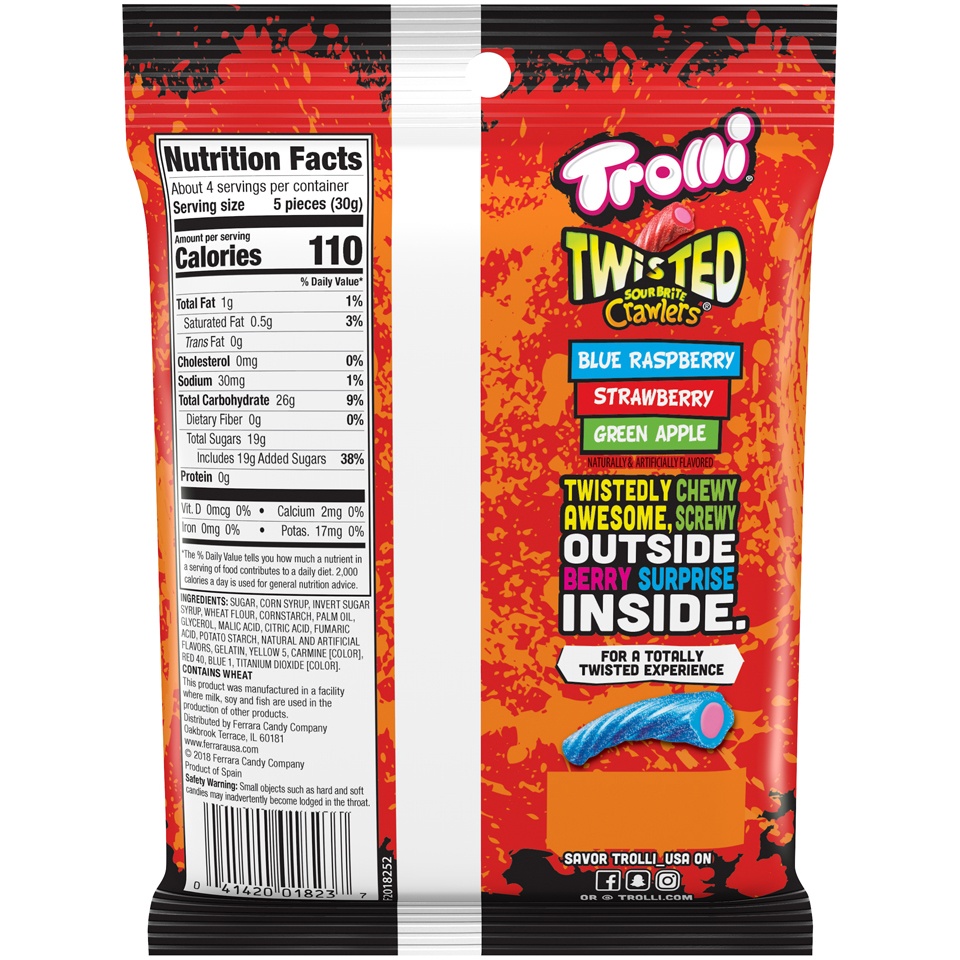 slide 2 of 2, Trolli Twisted Sour Brite Crawlers Chewy And Gummy Candy, 6 oz