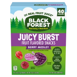 Black Forest Juicy Burst Berry Medley Fruit Flavored Snacks 40 - 0.8 oz Pouches