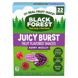 Black Forest Juicy Burst Berry Medley Fruit Flavored Snacks 22 - 0.8 oz Pouches