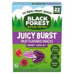 Black Forest Juicy Burst Berry Medley Fruit Flavored Snacks 22 - 0.8 oz Pouches