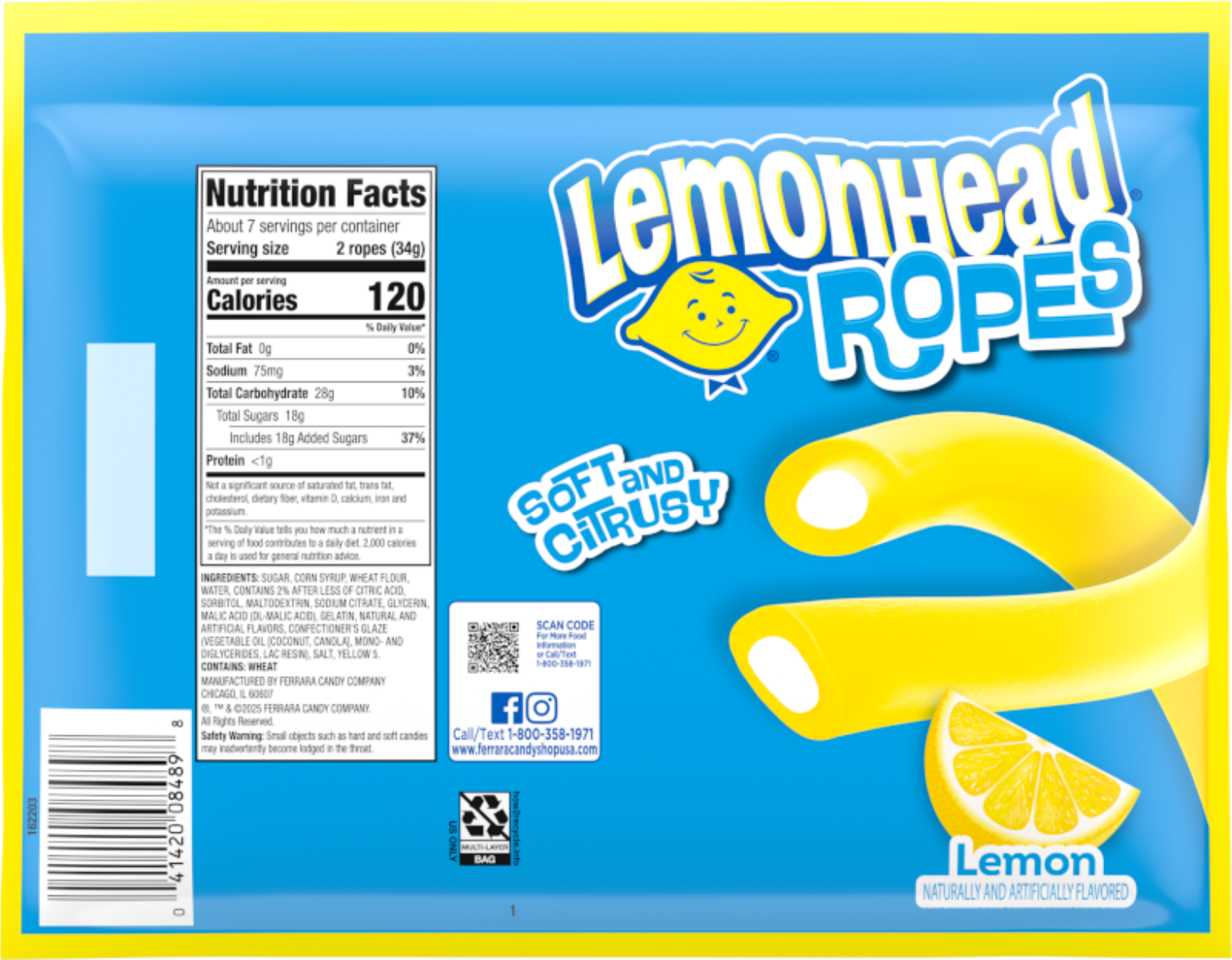 slide 2 of 2, Lemonhead Ropes Candies 9 Ounce Laydown Bag, 9 oz