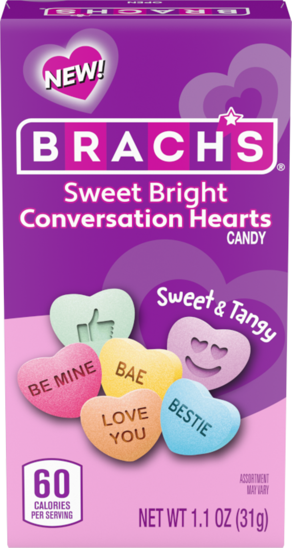 slide 2 of 2, BRACHS Brach's Valentine Sweet Bright Conversations Hearts "to/from" Boxes 1.1oz/8pk, 1.1 oz, 8 ct