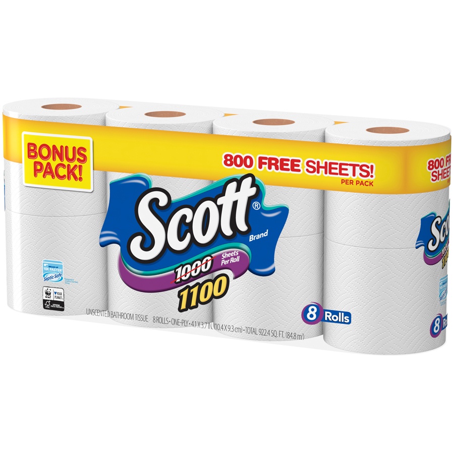 slide 3 of 3, Scott 1000 Sheet Toilet Paper, 8 ct