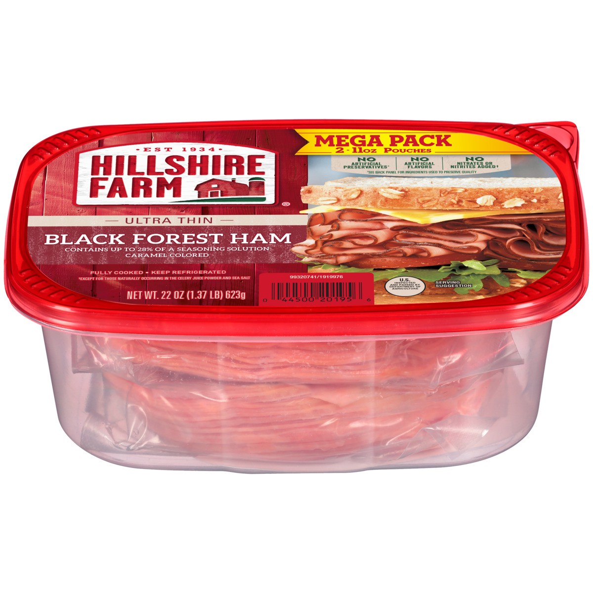 slide 1 of 6, Hillshire Farm Ultra Thin Sliced Black Forest Ham Sandwich Meat, 22 oz, 623.69 g
