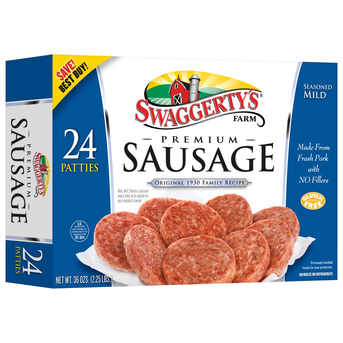 slide 5 of 11, Swaggerty's Farm 24 Premium Sausage Patties Mild, 24 ct