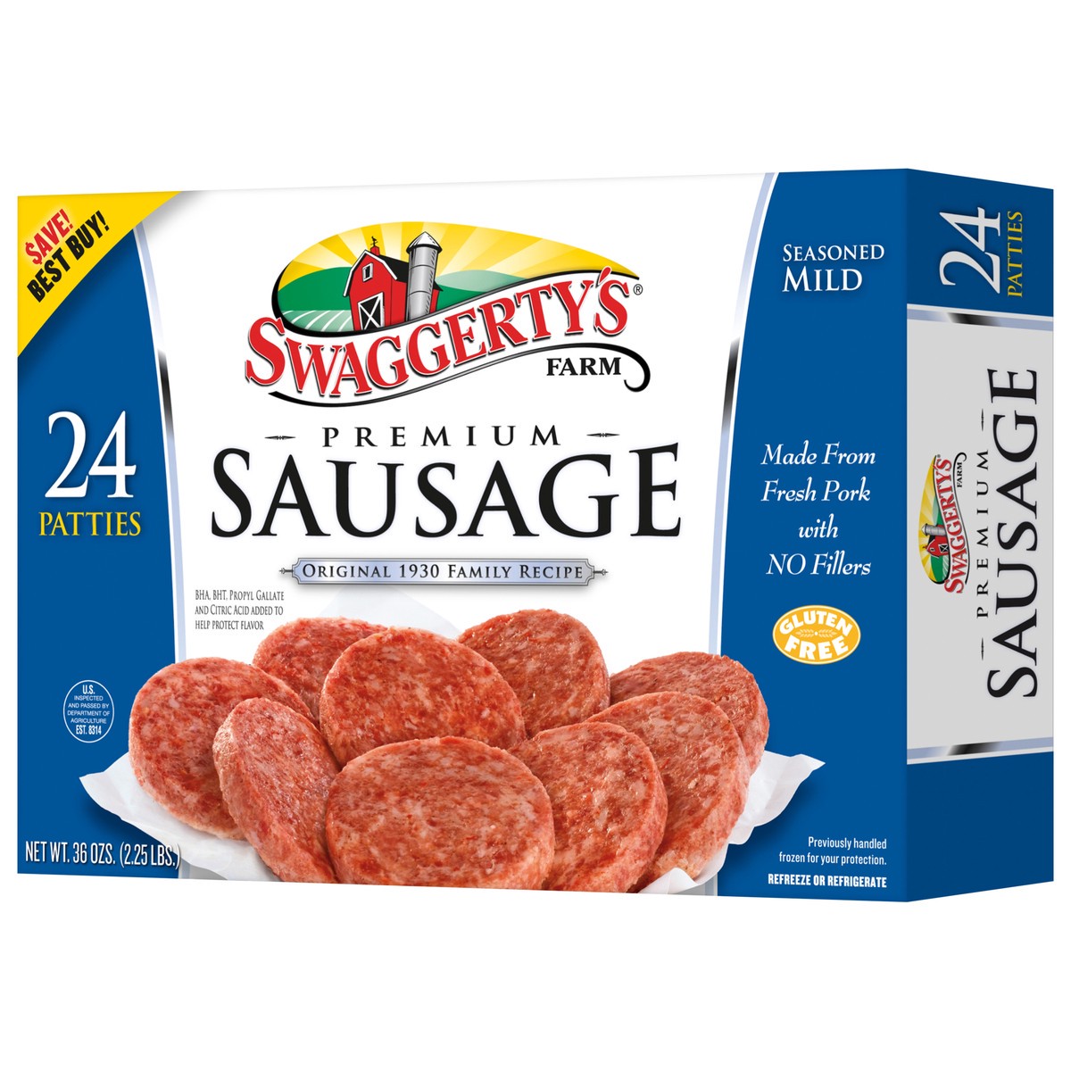 slide 4 of 11, Swaggerty's Farm 24 Premium Sausage Patties Mild, 24 ct