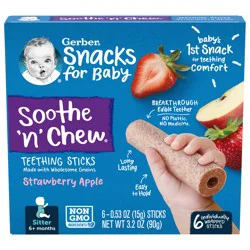 Gerber Stage 2 Soothe N Chew Baby Food, Strawberry Apple Teether, 0.53 oz Box (6 Pack)