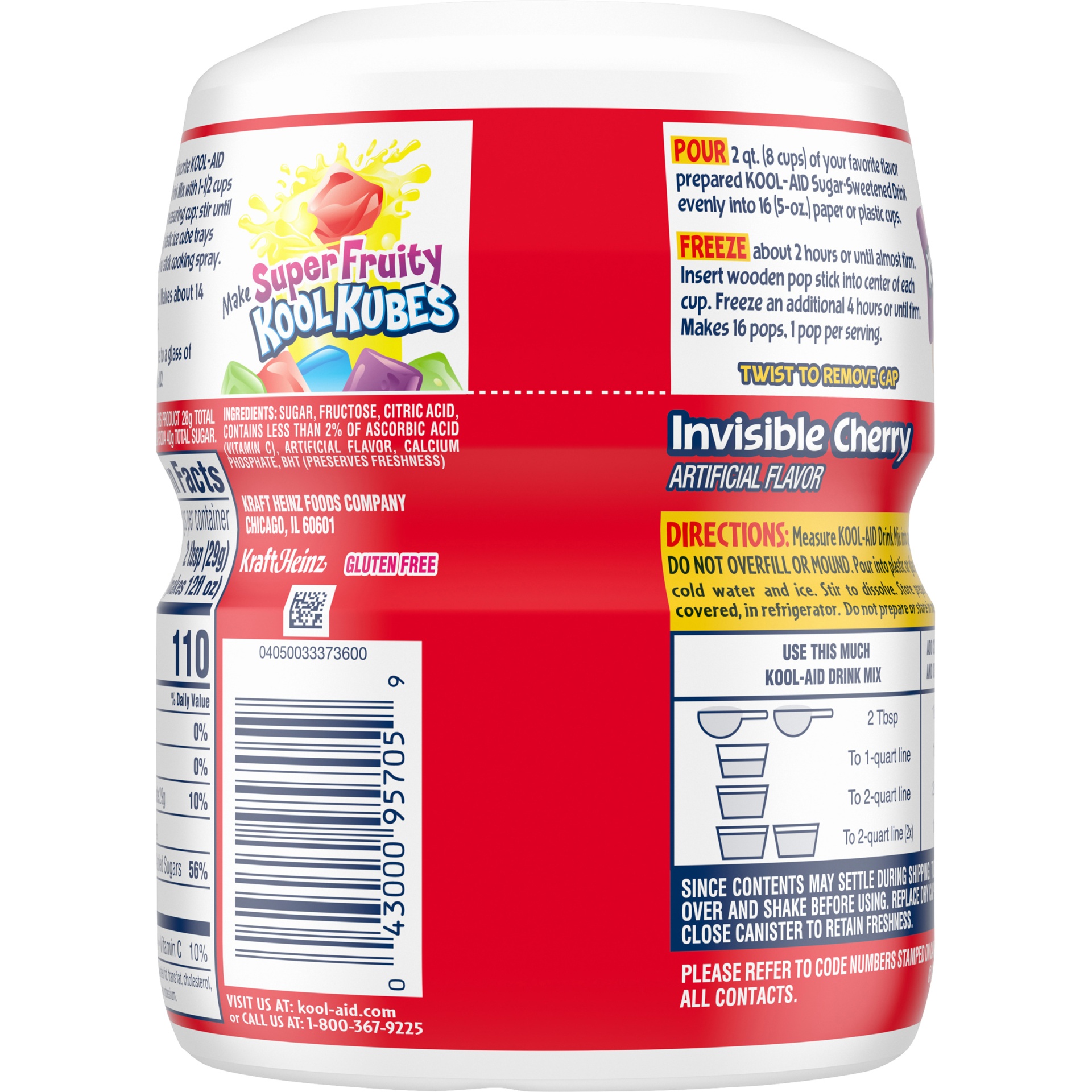 slide 5 of 6, Kool-Aid Invisible Sugar-Sweetened Invisible Cherry Artificially Flavored Powdered Soft Drink Mix ister, 19 oz